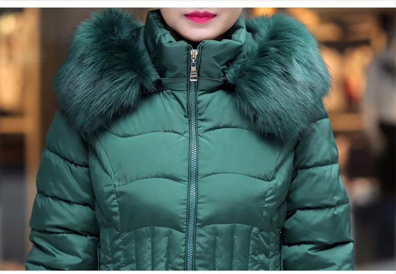Распродажа 4XL женский зимний пуховик с меховым капюшоном хлопковое тонкое пальто Элегантное повседневное женское пальто с длинным рукавом парка большого размера плюс