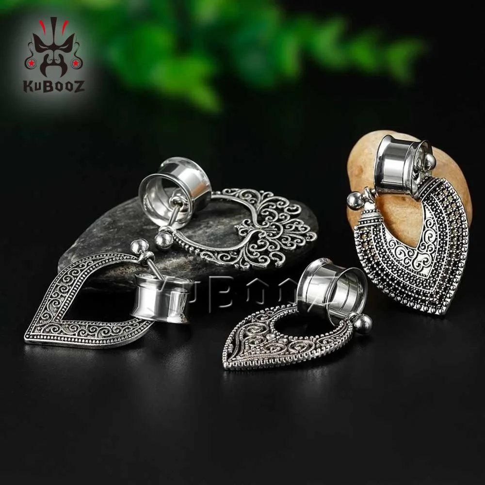 KUBOOZ винтовые ушные сережки из нержавеющей стали висячие расширители пробки тоннели шпильки серьги пирсинг ювелирные изделия для тела модный подарок