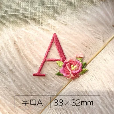 A Flower 26 Английских Букв торт нашивки в виде цветков розы для свадебного платья железная Кружевная аппликация для одежды DIY аксессуар имя патч - Цвет: A Flower