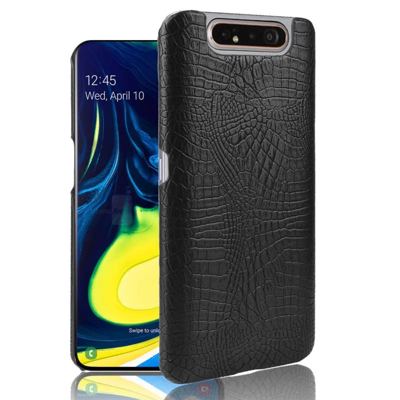 Чехол для Samsung Galaxy A80 Жесткий из ТПУ и крокодиловой кожи A805F чехол на заднюю крышку