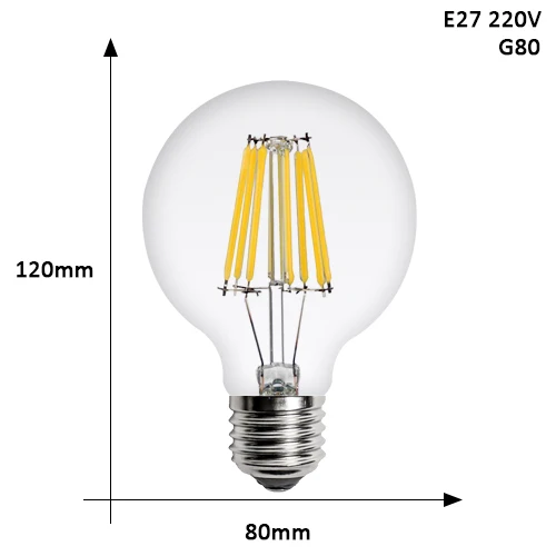 2300K LED Bulb G80 Светодиодный светильник лампы E27 E14 4W 6W 8W 220V подвесной светильник в стиле ретро Винтаж Свеча светильник шар светодиодный ламп накаливания Bombillas светодиодный лампа Эдисона - Испускаемый цвет: 2300K LED Bulb G80