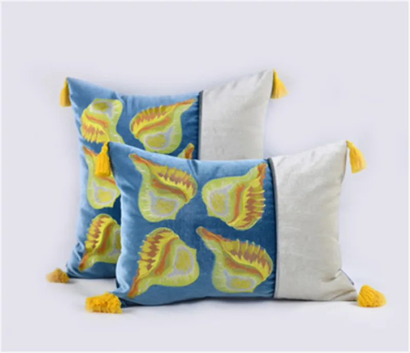 Европейский чехол для подушек Hippocampus/Conch/Shell вышивка Cojines Decorativos Para Диван Декоративные роскошные подушки, 1 шт