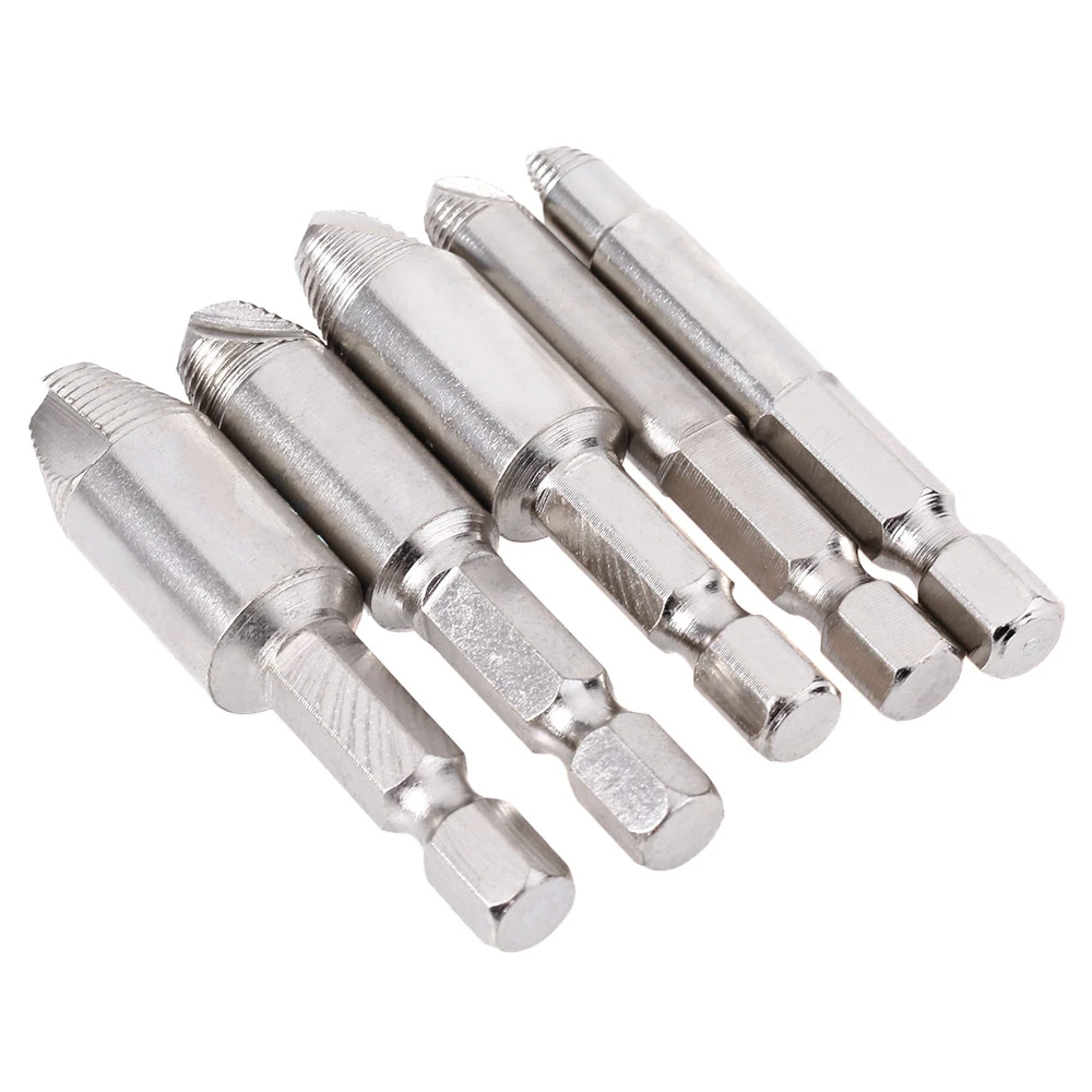 5pcs Nickle Plating HSS4241 Wood Screw Extractor Remover Whorl Type Drilling Tools Set | Инструменты