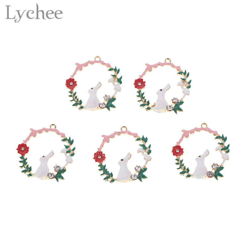 Lychee 5 шт. трендовая кристальная эмалированная гирлянда Подвески Кролик DIY