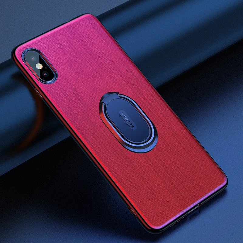 for iphone xs max case Metal Ring Stand Holder Phone Case 6 6s 7 8 plus X XS XR Magnetic Adsorption Leather Skin |