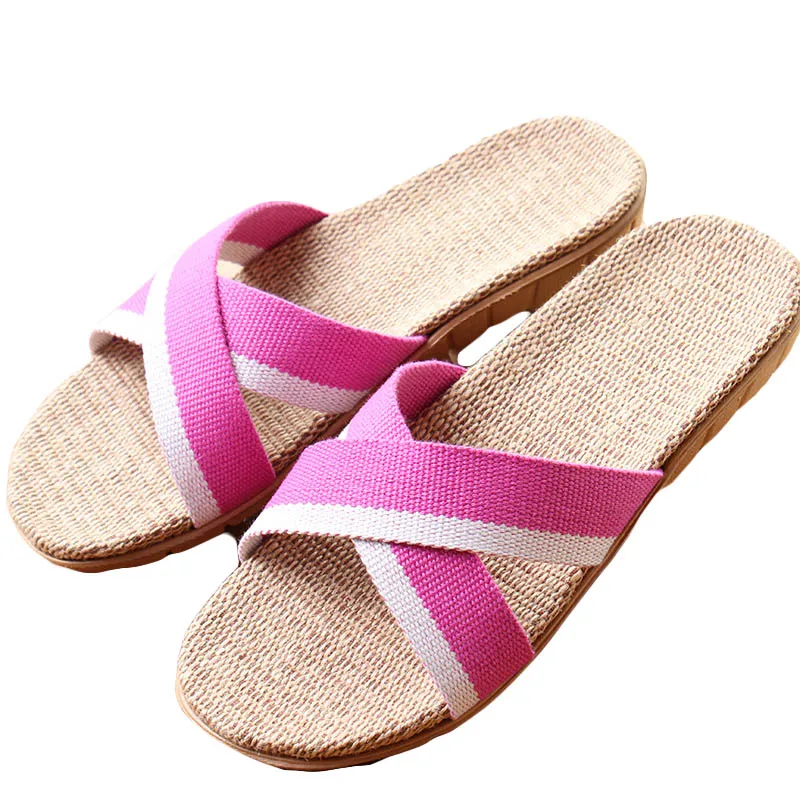 Новые летние женские льняные шлепанцы парусиновые Нескользящие сандалии на