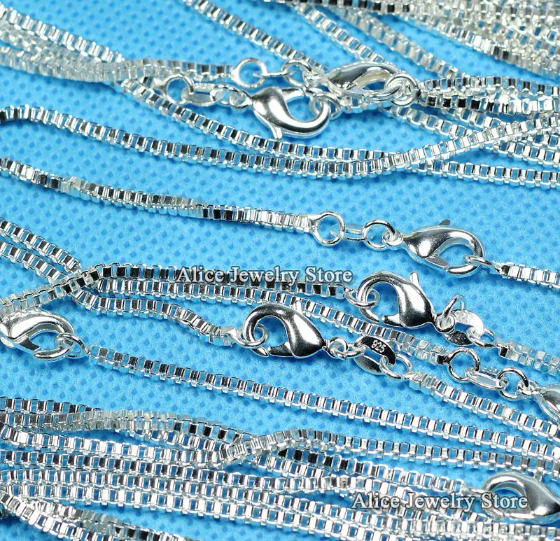 Оптовая продажа 10 шт./лот модное серебряное ожерелье цепи 1 мм Посеребренная