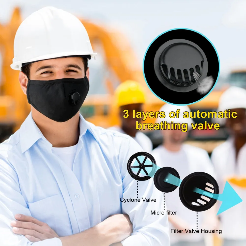 Хлопок PM2.5 анти Дымчатая Маска дыхательный клапан Анти-пыль маска фильтр с активированным углем респиратор рот Муфельная маска лицо с 10 Filte