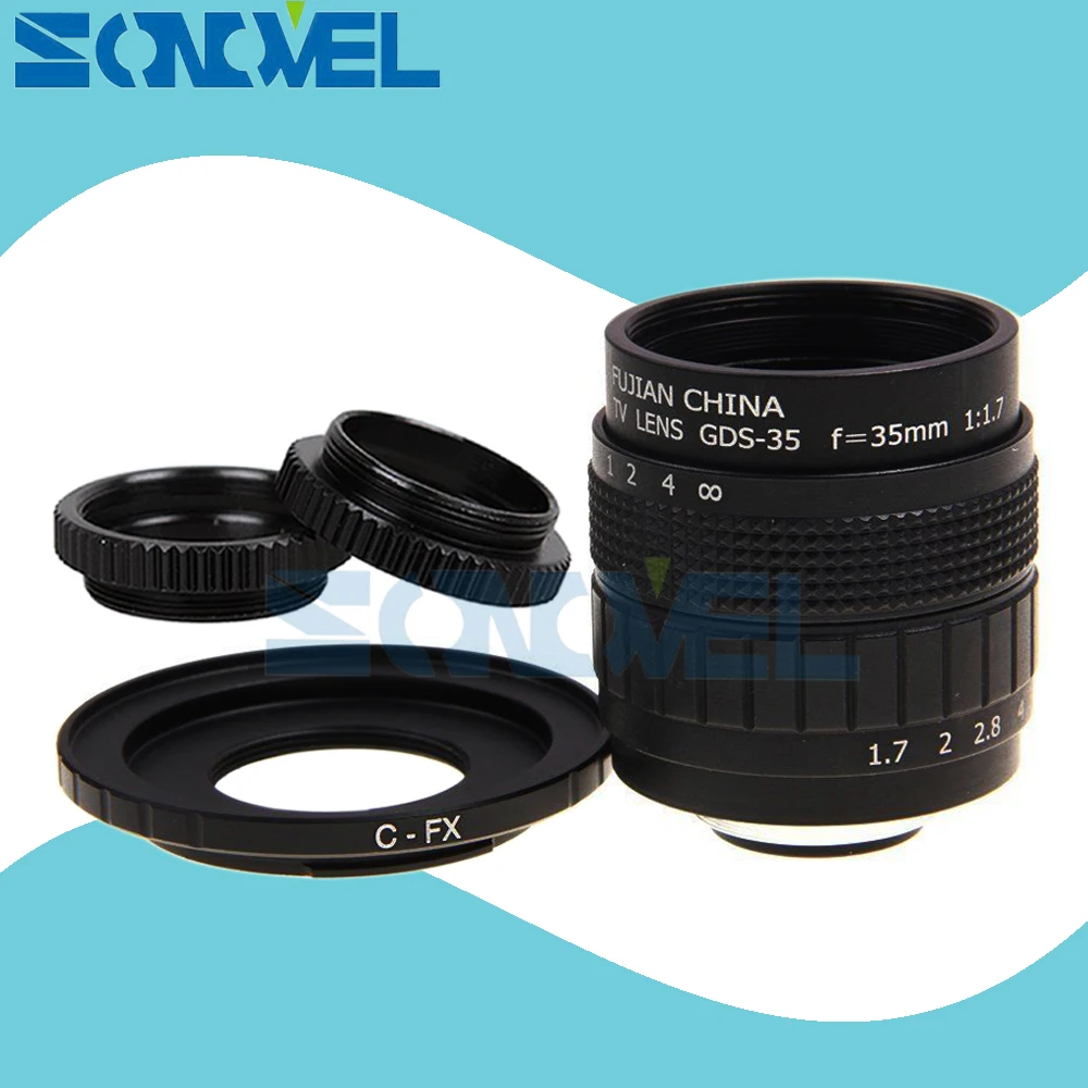 

FUJIAN 35 мм F1.7 CC TV lens + C Mount + Macro ring для Fuji Fujifilm