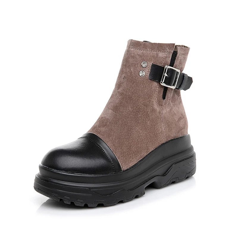 Женские ботильоны модная женская обувь из натуральной кожи с пряжкой 2019 г. Зимние