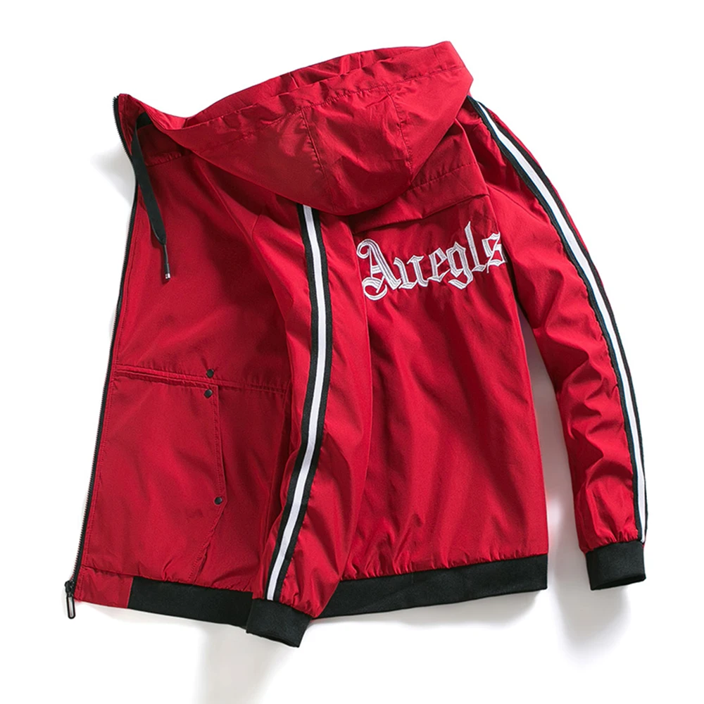 

Jacket Men Windbreaker 2019 Spring Autumn Fashion Jacket Men's Hooded Casual Jackets Male Coat Thin Men Coat Outwear JK18024