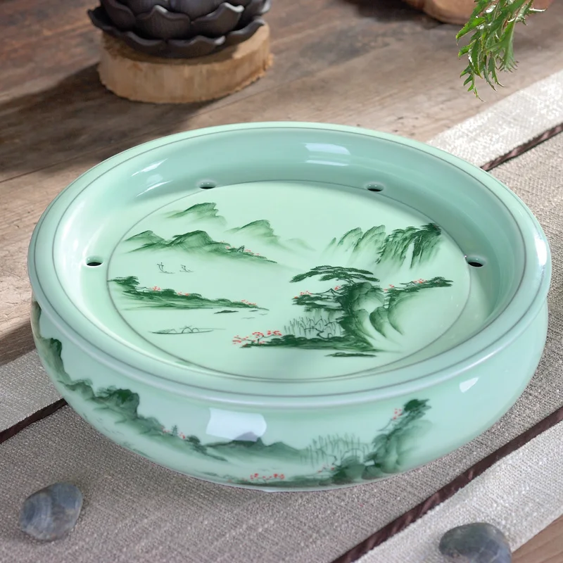 8 шт./лот Китайский Longquan Celadon чайный набор кунг-фу ручная роспись пейзаж узор чайная посуда для напитков керамика чай аксессуары Подарки