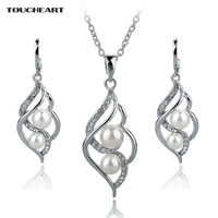 toucheart wedding african beads jewelry set crystal women silver simulated pearl earrings statement jewelry necklaces set140024