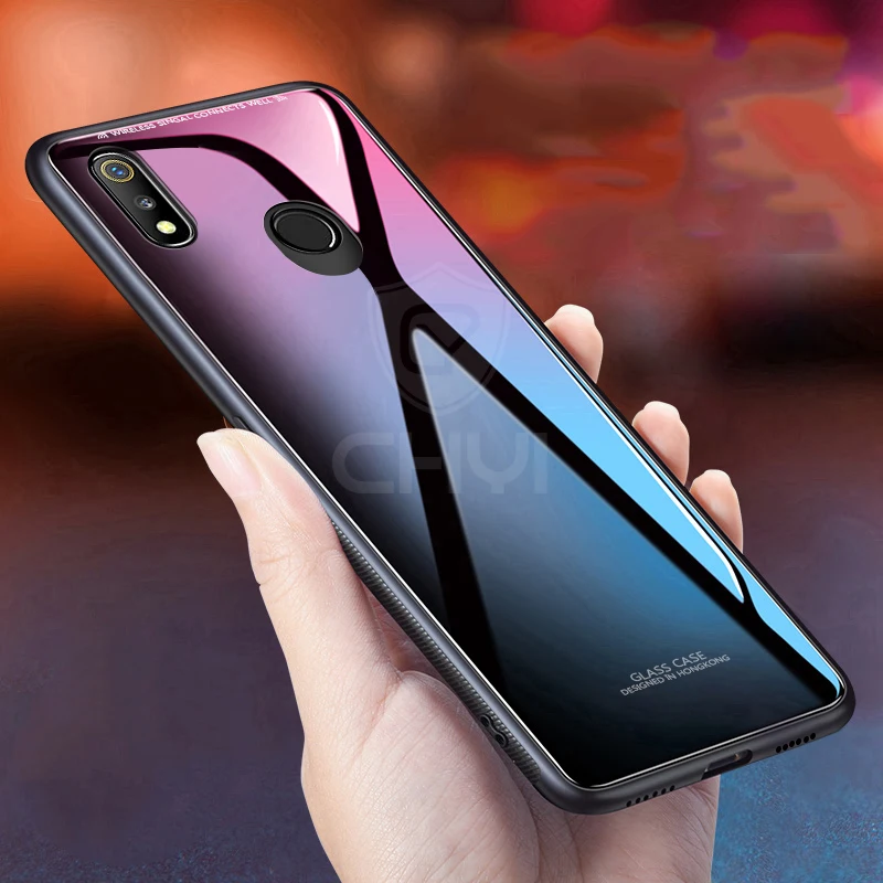 Chyi стеклянный чехол для realme 3 pro Чехол Жесткий Мягкий силиконовый Защитный ковер |