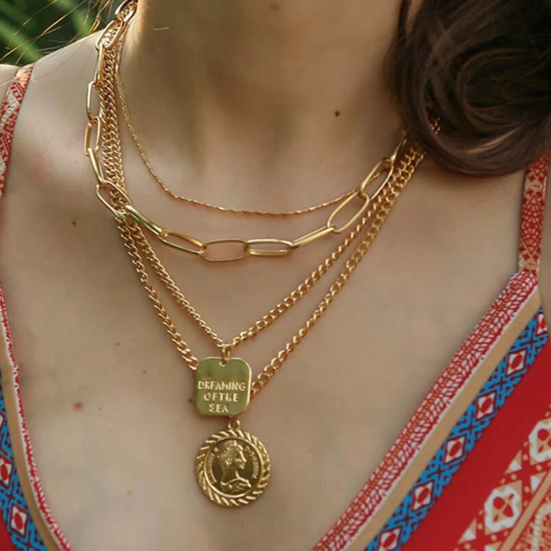 Vanmos многослойный винтажный Римский кулон с портретом ожерелье в богемном стиле