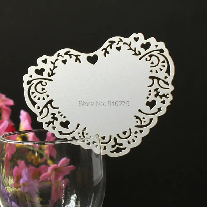 50 шт./лот Лазерная резка Любовь Дизайн Свадебный стол украшение место карты вино