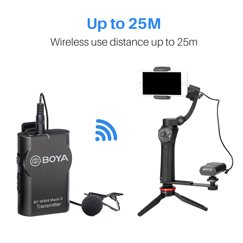 Boya BY WM4 Pro Lavalier беспроводной микрофон с отворотом Студийный для DSLR камер Sony