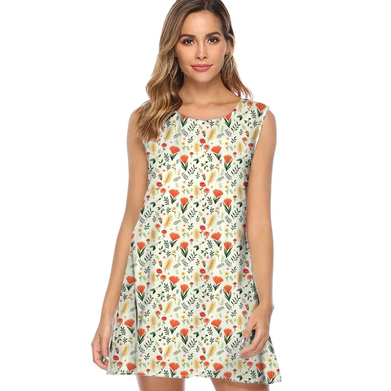 Летнее женское платье 2019 сексуальное без рукавов с круглым вырезом а силуэт Aussie