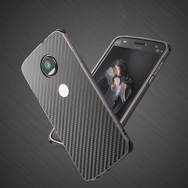 Роскошный Гибридный чехол для Motorola MOTO Z2 Play Hard углеродного волокна Coque металлический бампер+ PC Защитная крышка для мото Z2 Играть чехол