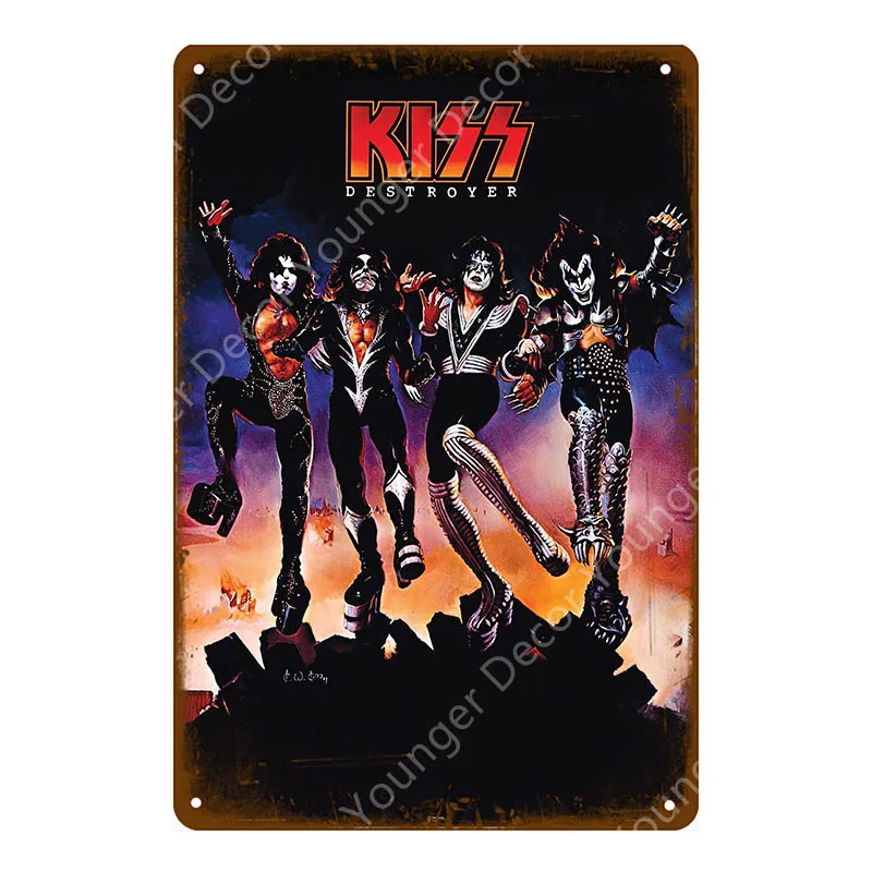 YD6494F Музыка рок винтажные металлические знаки плакат Kiss Band табличка настенные стикеры украшение дома Классическая Роспись Тарелка бар клуб Декор - Цвет: YD6494F
