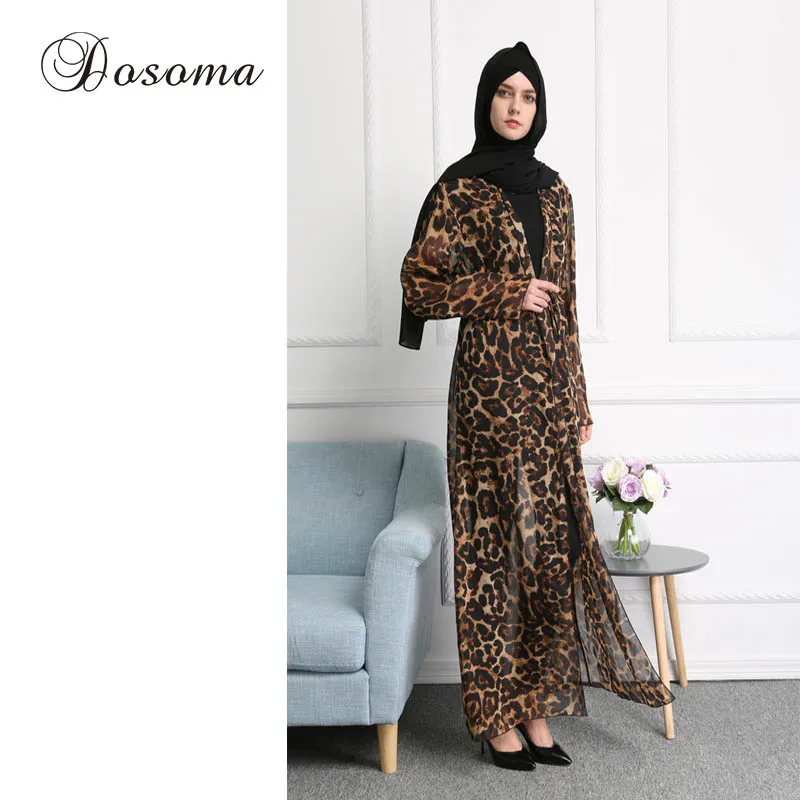 Мусульманское длинное Абаи леопардовое платье Повседневное Бурка Для женщин