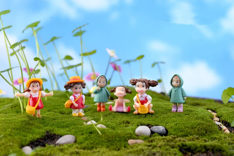 6 шт./компл. Дети Девушки Смолы Домашнего Украшения Сада Мини Ремесла Бонсай Микро