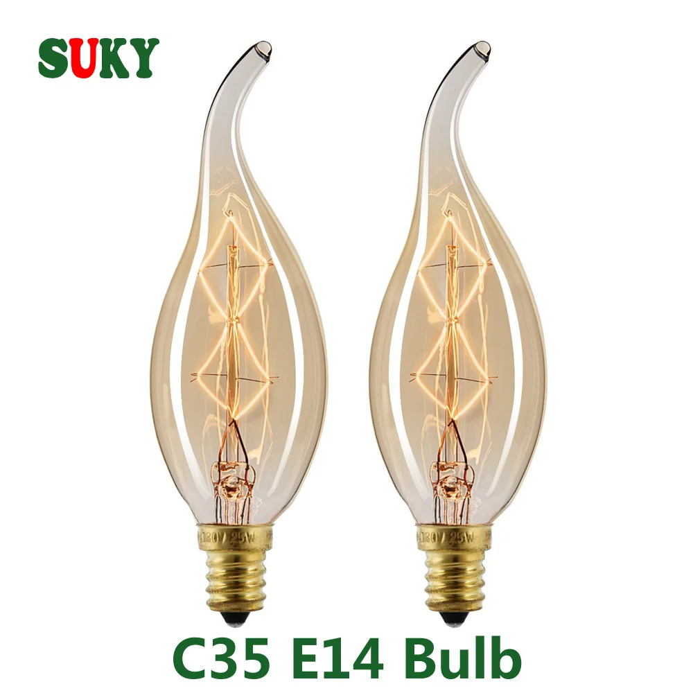 Edison ЛАМПЫ Ретро E14 C35 винтажные ncandescent лампы 110 v 220 Праздничные огни 40 w для