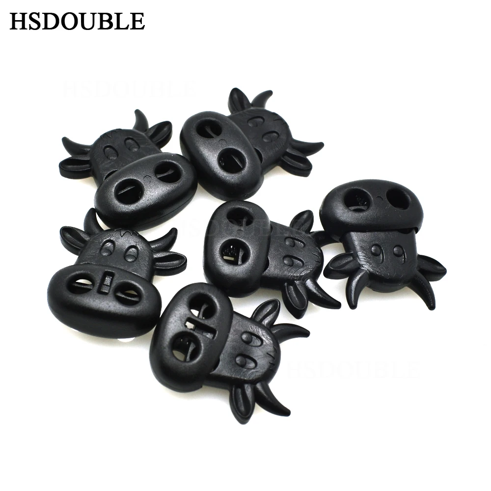 HSDOUBLE замок шнура тумблер стопор Пластиковый черный быка коровы Размер головки: 28