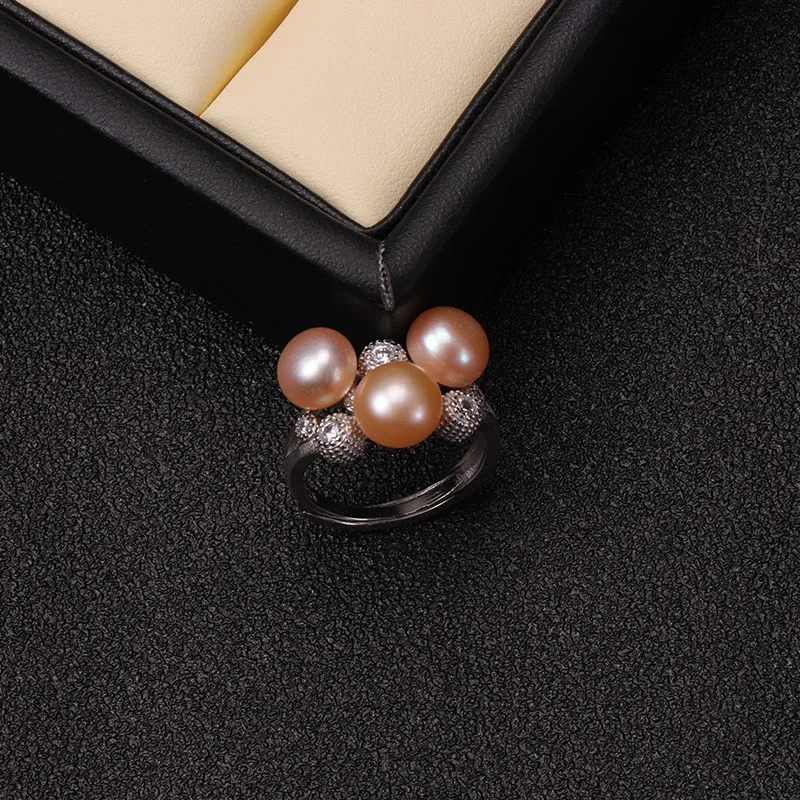 Кольцо перлы пресной воды жемчуг 925 пробы Щепка обручальное кольцо Трехместный