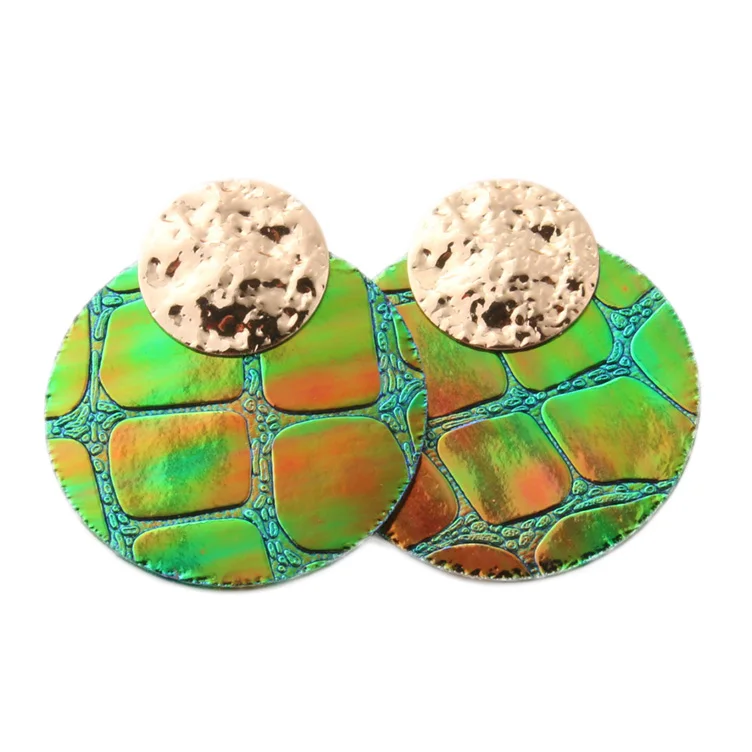 Snake green NeeFu WoFu, блестящие кожаные серьги, брендовые большие серьги для женщин, медные серьги, круглые серьги, Oorbellen, леопард - Окраска металла: Snake green