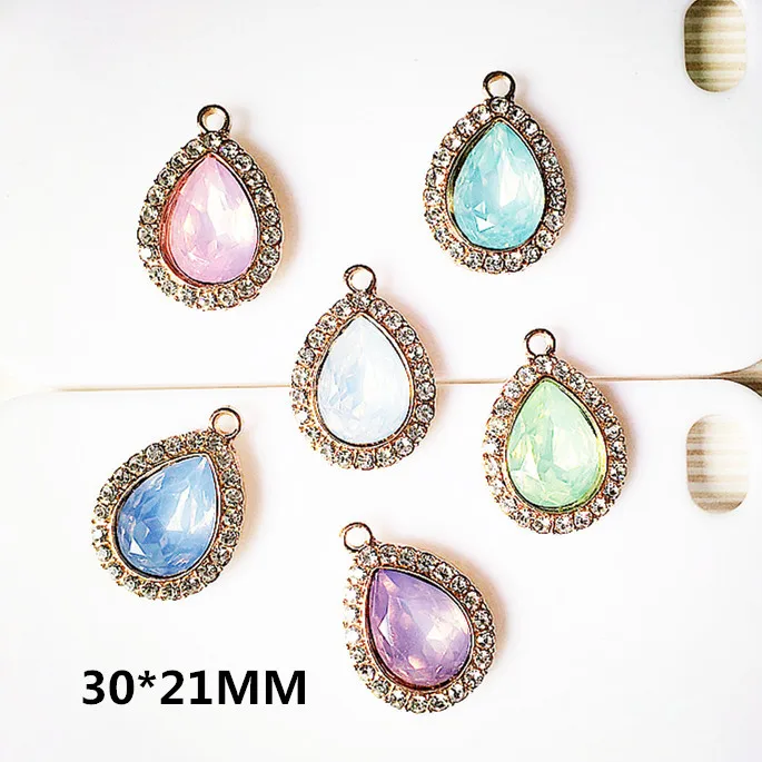 

Новое поступление, подвеска в виде капли воды с покрытием из желеобразного камня, позолоченные кристаллы со стразами, ювелирные изделия «сд...