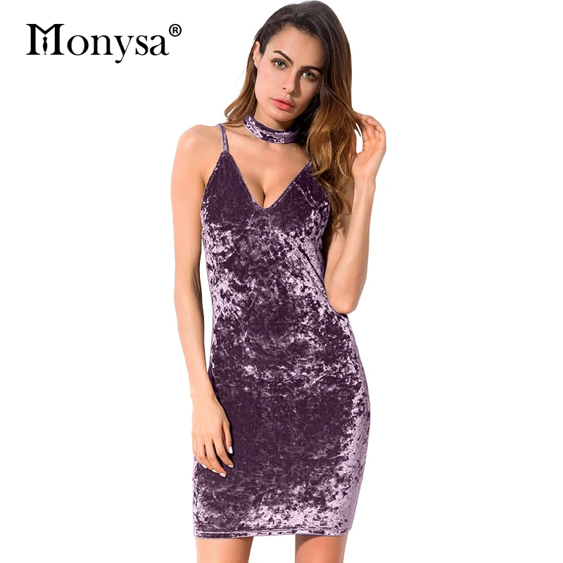 Sexy Mini Dress Женщин Весной 2017 Новое Прибытие V Шеи Bodycon Скольжения Вскользь Бархат