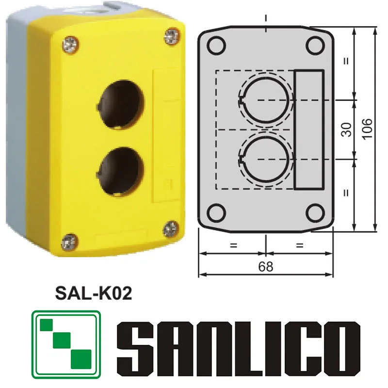 Водонепроницаемая кнопочная переключатель станция IP65 SAL(LA68H XAL) K02 (не удается