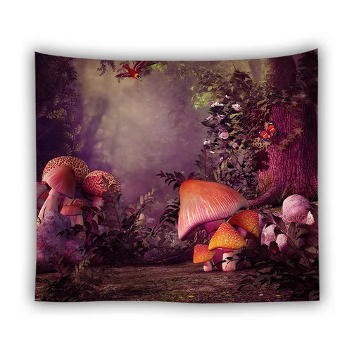 T160-8 phychedelic forest mushroom tapestry wall hanging dorm room decor deer animal wall blanket - Цвет: T160-8