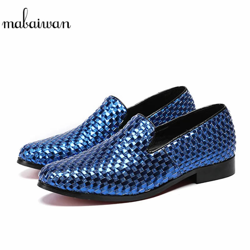 Mabaiwan New Indian Men Casual Shoes Loafers Slipper Knit Leather Wedding Dress Breathable Party Flats Drop Shopping | Обувь