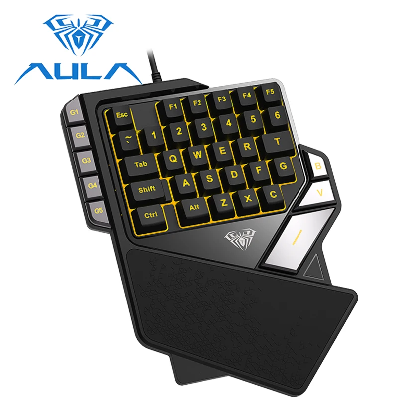 AULA одной рукой клавиатура Проводная 7 цветов RGB Подсветка для настольного