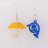 how i met your mother earrings yellow umbrella blue french horn pendant himym women drop earring jewelry wholesale