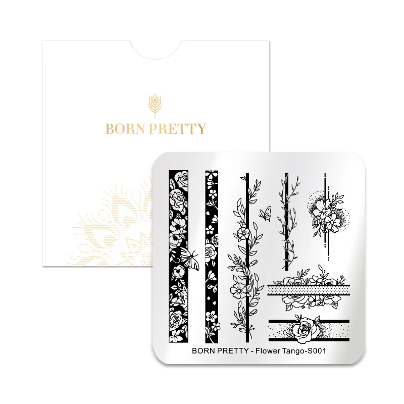 BORN PRETTY из нержавеющей стали штамповки для ногтей пластины розы цветы Танго шаблон изображения DIY наклейки для ногтей инструмент штамповки шаблон