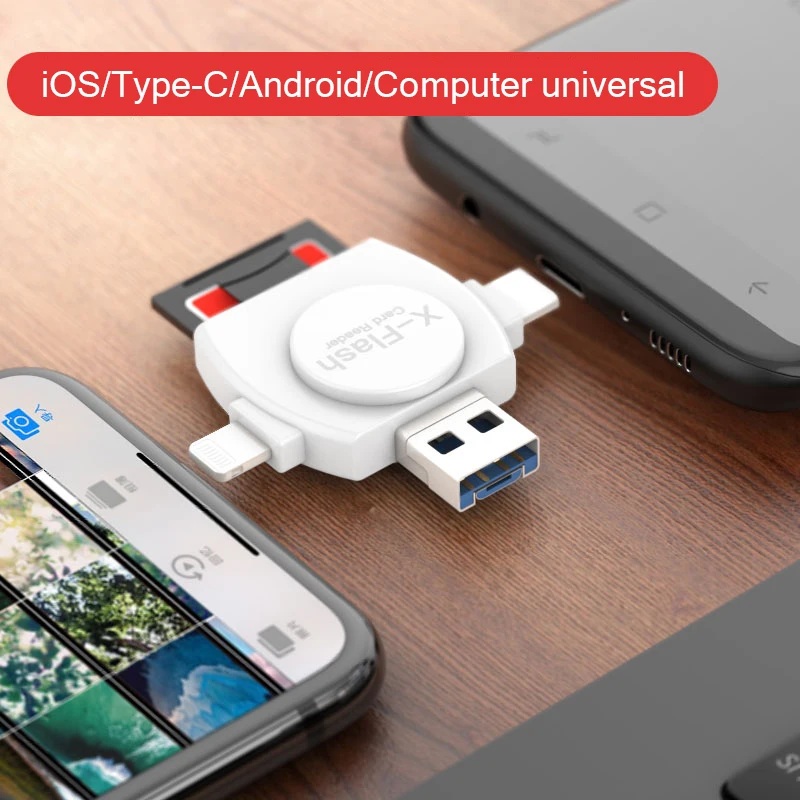 Все-в-одном SD TF кард-ридер Lightning type-C Micro USB Android мульти-система совместимый адаптер для iPhone samsung iPad