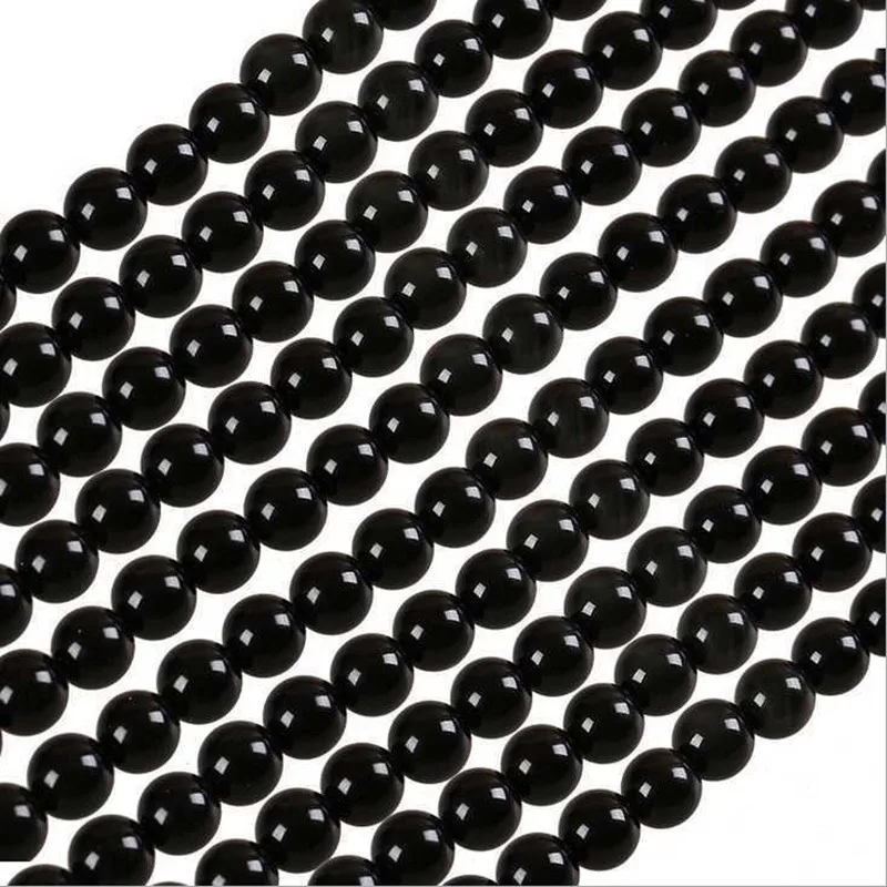 shiny black stone 4 мм 6 мм 8 мм 10 мм 12 мм DIY бусы из природного камня Лава камень тигровый глаз бирюза натуральный камень Бусины Амазонит арбуз свободные бусины - Цвет: shiny black stone