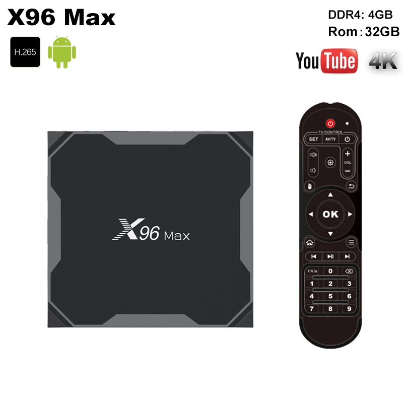 X96Max Amlogic S905X2 четырехъядерный Смарт ТВ приставка Android 8 1 4 Гб DDR4 32 2 4G и 5 ГГц Wifi BT4.0 1000M