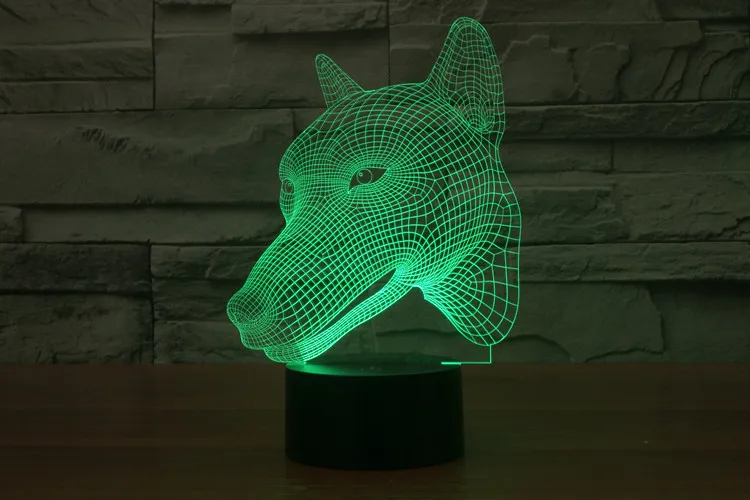 2017 милый животный китайский Сельский собака 3D светодиодный USB лампа Акриловая
