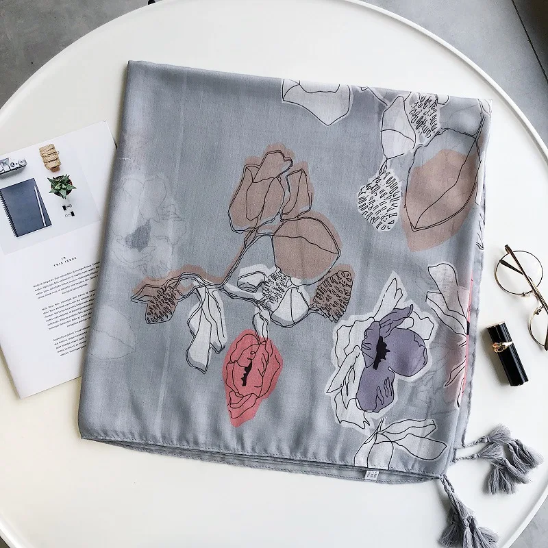 Новинка 2019 красивые женские шарфы с кисточками и цветами шали длинный Модный