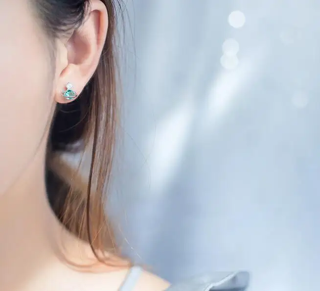 9mm New 100% REAL. 925 Sterling SIlver Fine Jewelry Green CZ star &amp Stud Earrings C-E6086 | Украшения и аксессуары