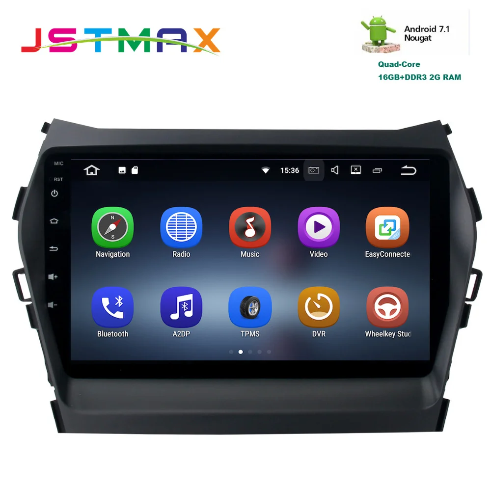 JSTMAX 9 &quotAndroid7.1 автомобиля навигационный GPS радиоприемник для hyundai Santa fe IX45 2013 2016 1G +