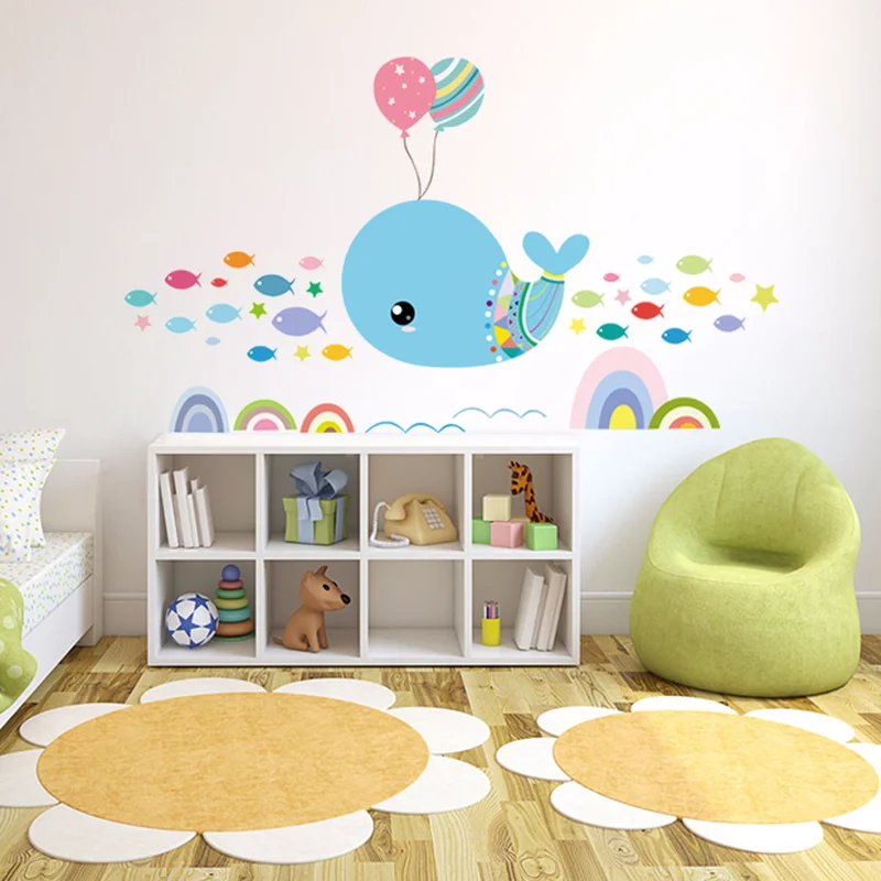 DIY милый подводный мир настенные Стикеры с животными водные животные рыба