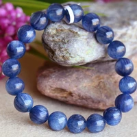 discount wholesale natural blue high quality kyanite crystal mens stretch finish bracelet round beads 10mm