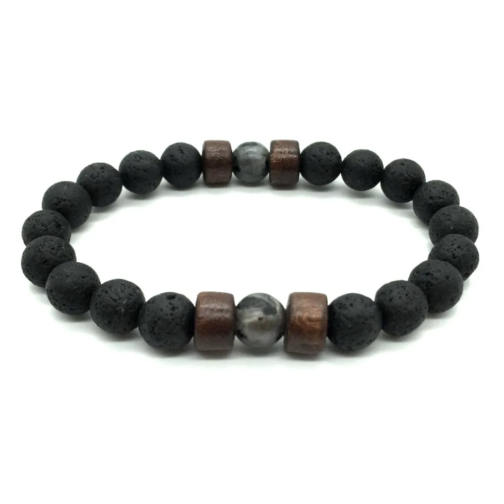 Браслет из натурального камня камень браслет бусин для Mem женщин деревянный