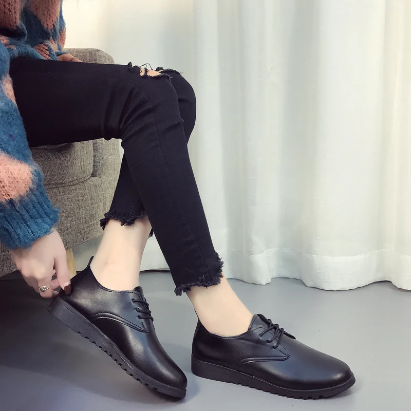 Туфли-оксфорды для женщин женская кожаная обувь Martin повседневные женские туфли