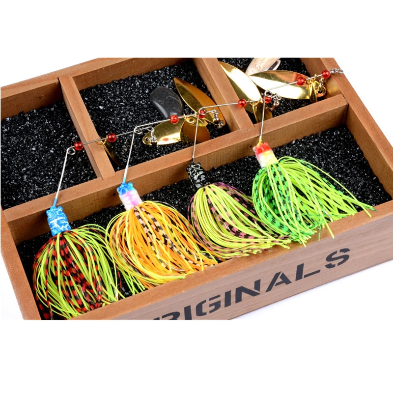 

4Pcs spinnerbaits Rotating sequins lead head Fluff pike fishing Lures buzzbaits little fat 19.8g 2018 Latest fishing tackles